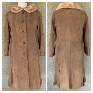 60s vintage suede/mink fur coat